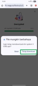 Popup konfirmasi tetap download